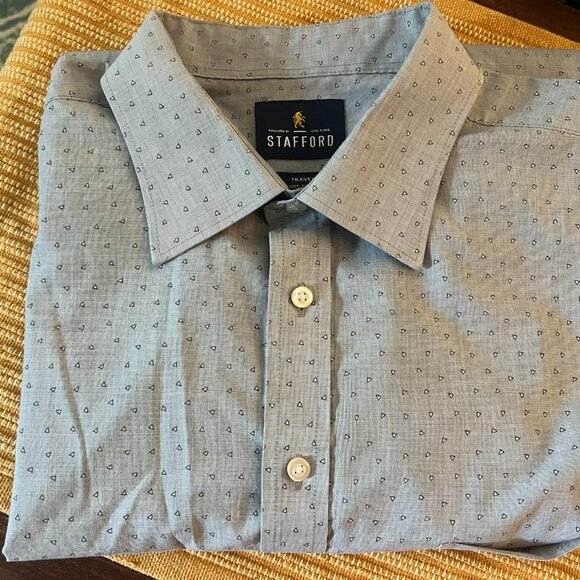 Cotton Blend Button Down Dress Shirt // Stafford Men's Neck 17 - Picture 4 of 4